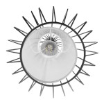 GloboStar® LILY 01559 Vintage Industrial Κρεμαστό Φωτιστικό Οροφής Μονόφωτο Μαύρο Μεταλλικό Πλέγμα και Υφασμάτινο Εσωτερικό Καπέλο Φ18 x Υ65cm