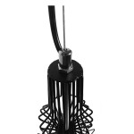 GloboStar® LILY 01559 Vintage Industrial Κρεμαστό Φωτιστικό Οροφής Μονόφωτο Μαύρο Μεταλλικό Πλέγμα και Υφασμάτινο Εσωτερικό Καπέλο Φ18 x Υ65cm