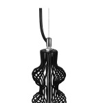 GloboStar® LILY 01561 Vintage Industrial Κρεμαστό Φωτιστικό Οροφής Μονόφωτο Μαύρο Μεταλλικό Πλέγμα και Υφασμάτινο Εσωτερικό Καπέλο Φ20 x Υ90cm