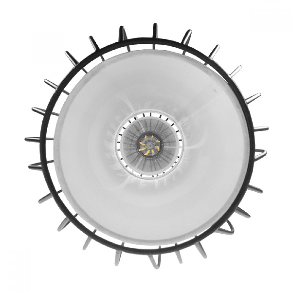 GloboStar® LILY 01561 Vintage Industrial Κρεμαστό Φωτιστικό Οροφής Μονόφωτο Μαύρο Μεταλλικό Πλέγμα και Υφασμάτινο Εσωτερικό Καπέλο Φ20 x Υ90cm