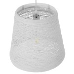 GloboStar® PLAYROOM 01562 Vintage Κρεμαστό Φωτιστικό Οροφής Μονόφωτο 1 x E27 Λευκό Ξύλινο Ψάθινο Rattan Φ32 x Υ27cm