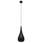 GloboStar® JANIS 01589 Μοντέρνο Κρεμαστό Φωτιστικό Οροφής Μονόφωτο 1 x E27 Μαύρο με Χρυσό Μεταλλικό Καμπάνα Φ20 x Υ46cm