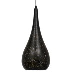 GloboStar® JANIS 01589 Μοντέρνο Κρεμαστό Φωτιστικό Οροφής Μονόφωτο 1 x E27 Μαύρο με Χρυσό Μεταλλικό Καμπάνα Φ20 x Υ46cm