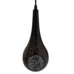GloboStar® JANIS 01589 Μοντέρνο Κρεμαστό Φωτιστικό Οροφής Μονόφωτο 1 x E27 Μαύρο με Χρυσό Μεταλλικό Καμπάνα Φ20 x Υ46cm