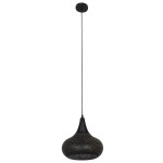 GloboStar® JANIS 01590 Μοντέρνο Κρεμαστό Φωτιστικό Οροφής Μονόφωτο 1 x E27 Μαύρο - Χρυσό Μεταλλικό Καμπάνα Φ30 x Υ30cm