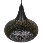 GloboStar® JANIS 01590 Μοντέρνο Κρεμαστό Φωτιστικό Οροφής Μονόφωτο 1 x E27 Μαύρο - Χρυσό Μεταλλικό Καμπάνα Φ30 x Υ30cm