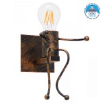 GloboStar® LITTLE 01592 Μοντέρνο Φωτιστικό Τοίχου Απλίκα Μονόφωτο Καφέ Σκουριά Μεταλλικό Μ12 x Π19 x Υ17cm