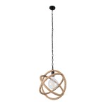 GloboStar® BALANCE 01596 Vintage Κρεμαστό Φωτιστικό Οροφής Μονόφωτο 1 x E27 Μπεζ Μεταλλικό με Σχοινί Φ35 x Υ36cm