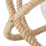 GloboStar® BALANCE 01596 Vintage Κρεμαστό Φωτιστικό Οροφής Μονόφωτο 1 x E27 Μπεζ Μεταλλικό με Σχοινί Φ35 x Υ36cm