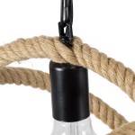 GloboStar® BALANCE 01596 Vintage Κρεμαστό Φωτιστικό Οροφής Μονόφωτο 1 x E27 Μπεζ Μεταλλικό με Σχοινί Φ35 x Υ36cm