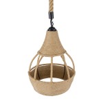 GloboStar® KUBRIC 01605 Vintage Κρεμαστό Φωτιστικό Οροφής Μονόφωτο 1 x E27 Μπεζ Καμπάνα με Σχοινί Φ30 x Υ40cm