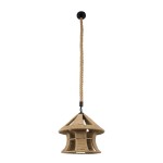 GloboStar® SOLITARIO 01606 Vintage Κρεμαστό Φωτιστικό Οροφής Μονόφωτο 1 x E27 Μπεζ Καμπάνα με Σχοινί Φ36 x Υ30cm