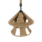 GloboStar® SOLITARIO 01606 Vintage Κρεμαστό Φωτιστικό Οροφής Μονόφωτο 1 x E27 Μπεζ Καμπάνα με Σχοινί Φ36 x Υ30cm