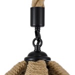 GloboStar® SOLITARIO 01606 Vintage Κρεμαστό Φωτιστικό Οροφής Μονόφωτο 1 x E27 Μπεζ Καμπάνα με Σχοινί Φ36 x Υ30cm