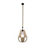 GloboStar® POLIA 01608 Vintage Κρεμαστό Φωτιστικό Οροφής Μονόφωτο 1 x E27 Πλέγμα με Μπεζ Σχοινί Φ30 x Υ42cm