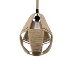 GloboStar® POLIA 01608 Vintage Κρεμαστό Φωτιστικό Οροφής Μονόφωτο 1 x E27 Πλέγμα με Μπεζ Σχοινί Φ30 x Υ42cm