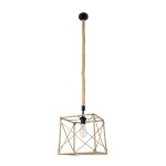 GloboStar® POLISHED 01616 Vintage Κρεμαστό Φωτιστικό Οροφής Μονόφωτο 1 x E27 Πλέγμα με Μπεζ Σχοινί Μ30 x Π28 x Υ30cm