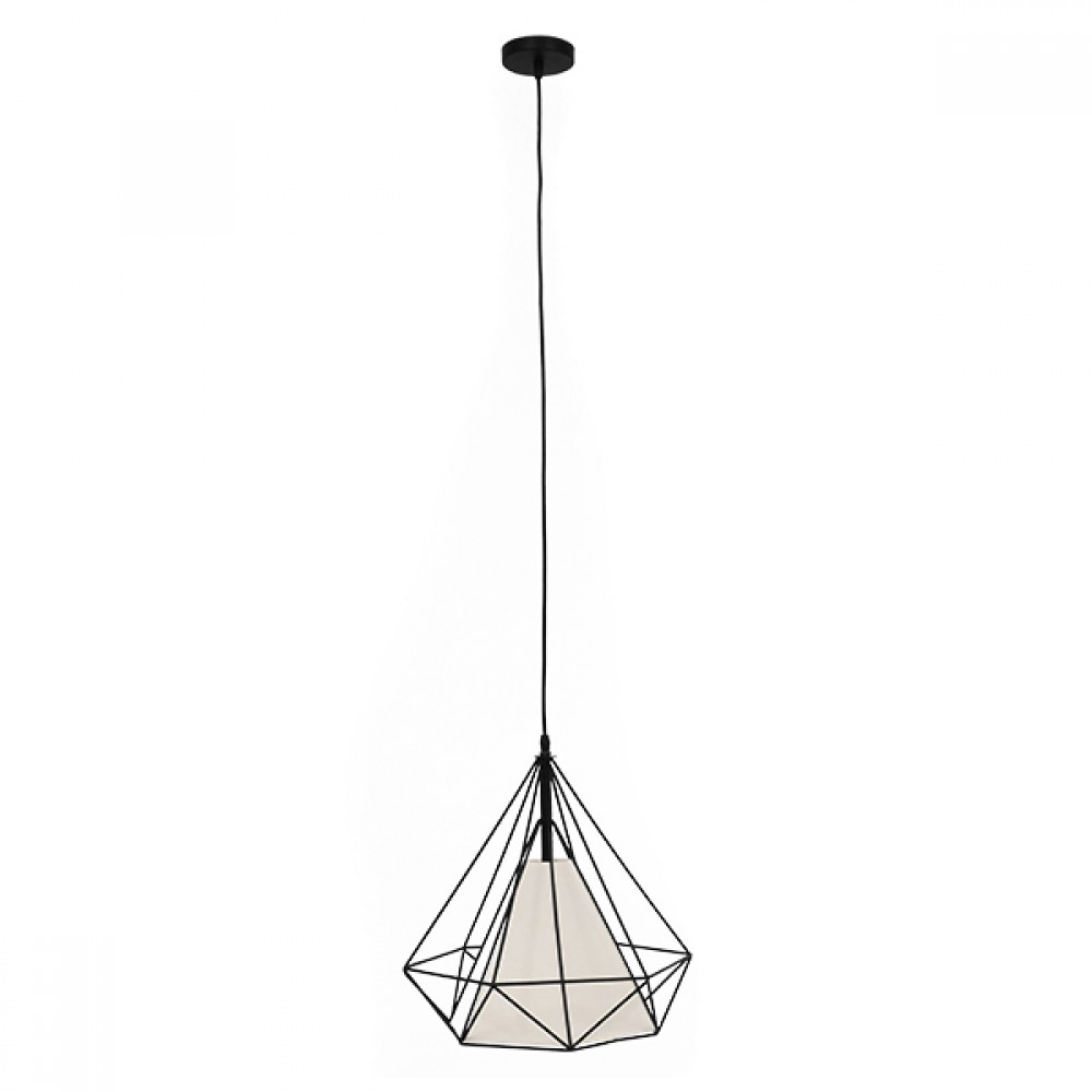 GLOBOSTAR® KAIRI 01618 Μοντέρνο Κρεμαστό Φωτιστικό Οροφής με Ντουί 1 x E27 AC 220-240V IP20 - Μαύρο & Λευκό - Μ38 x Π38 x Υ39cm