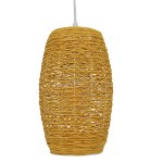 GloboStar® SAO PAULO 01631 Vintage Κρεμαστό Φωτιστικό Οροφής Μονόφωτο 1 x E27 Καφέ Ξύλινο Rattan Φ15 x Υ25cm