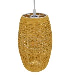 GloboStar® SAO PAULO 01631 Vintage Κρεμαστό Φωτιστικό Οροφής Μονόφωτο 1 x E27 Καφέ Ξύλινο Rattan Φ15 x Υ25cm