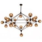 GloboStar® SENTINEL 01638 Μοντέρνο Industrial Κρεμαστό Φωτιστικό Οροφής Πολύφωτο 21 x E27 Μαύρο Μεταλλικό Πολυέλαιος με Μελί Γυαλί Φ170 x Υ136cm