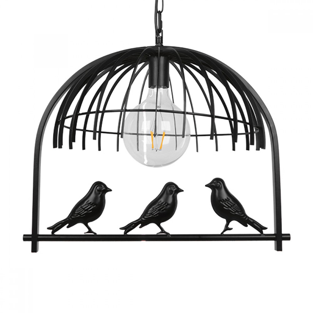 GloboStar® NEST 01640 Vintage Industrial Κρεμαστό Φωτιστικό Οροφής Μονόφωτο 1 x E27 Μαύρο Μεταλλικό Πλέγμα Μ48.5 x Π37.5 x Y42cm