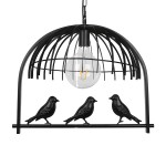 GloboStar® NEST 01640 Vintage Industrial Κρεμαστό Φωτιστικό Οροφής Μονόφωτο 1 x E27 Μαύρο Μεταλλικό Πλέγμα Μ48.5 x Π37.5 x Y42cm