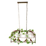 GloboStar® NEST 01645 Vintage Industrial Κρεμαστό Φωτιστικό Οροφής Δίφωτο 2 x E27 Καφέ Σκουριά Μεταλλικό Πλέγμα Μ73.6 x Π37.5 x Y38.5cm