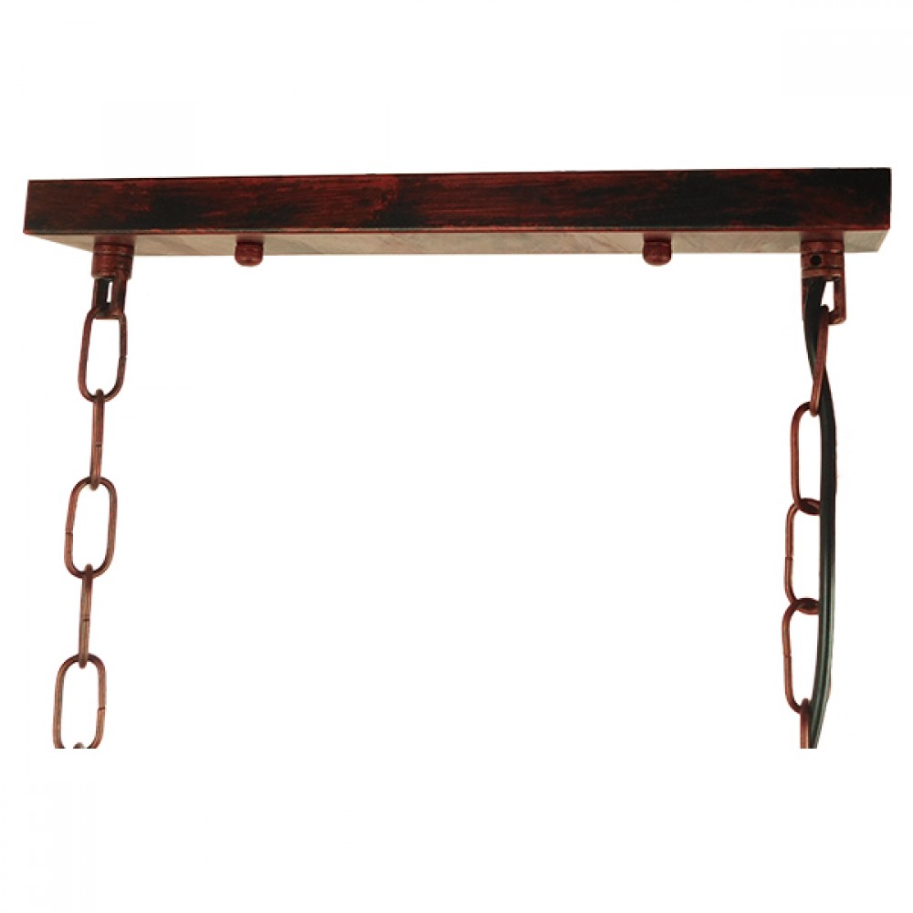 GloboStar® NEST 01645 Vintage Industrial Κρεμαστό Φωτιστικό Οροφής Δίφωτο 2 x E27 Καφέ Σκουριά Μεταλλικό Πλέγμα Μ73.6 x Π37.5 x Y38.5cm