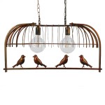 GloboStar® NEST 01645 Vintage Industrial Κρεμαστό Φωτιστικό Οροφής Δίφωτο 2 x E27 Καφέ Σκουριά Μεταλλικό Πλέγμα Μ73.6 x Π37.5 x Y38.5cm