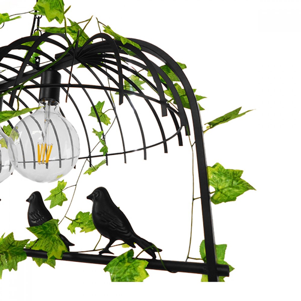 GloboStar® NEST 01646 Vintage Industrial Κρεμαστό Φωτιστικό Οροφής Τρίφωτο 3 x E27 Μαύρο Μεταλλικό Πλέγμα Μ85.5 x Π37.5 x Y38cm