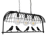 GloboStar® NEST 01646 Vintage Industrial Κρεμαστό Φωτιστικό Οροφής Τρίφωτο 3 x E27 Μαύρο Μεταλλικό Πλέγμα Μ85.5 x Π37.5 x Y38cm