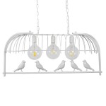 GloboStar® NEST 01647 Vintage Industrial Κρεμαστό Φωτιστικό Οροφής Τρίφωτο 3 x E27 Λευκό Μεταλλικό Πλέγμα Μ85.5 x Π37.5 x Y38cm