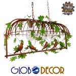 GloboStar® NEST 01648 Vintage Industrial Κρεμαστό Φωτιστικό Οροφής Τρίφωτο 3 x E27 Καφέ Σκουριά Μεταλλικό Πλέγμα Μ85.5 x Π37.5 x Y38cm