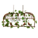 GloboStar® NEST 01648 Vintage Industrial Κρεμαστό Φωτιστικό Οροφής Τρίφωτο 3 x E27 Καφέ Σκουριά Μεταλλικό Πλέγμα Μ85.5 x Π37.5 x Y38cm