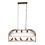 GloboStar® NEST 01648 Vintage Industrial Κρεμαστό Φωτιστικό Οροφής Τρίφωτο 3 x E27 Καφέ Σκουριά Μεταλλικό Πλέγμα Μ85.5 x Π37.5 x Y38cm