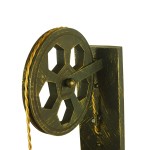 GloboStar® FORME 01659 Vintage Industrial Φωτιστικό Τοίχου Απλίκα Μονόφωτο Μπρούτζινο Ξύλινο Μεταλλικό Πλέγμα Φ15 x Y70cm