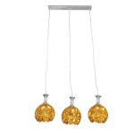 GloboStar® MARGARITA 01671 Μοντέρνο Κρεμαστό Φωτιστικό Οροφής Τρίφωτο 3 x E27 Χρυσό Μεταλλικό με Κρύσταλλα Μ64 x Π18 x Υ24cm