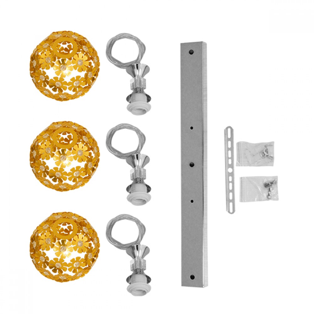 GloboStar® MARGARITA 01671 Μοντέρνο Κρεμαστό Φωτιστικό Οροφής Τρίφωτο 3 x E27 Χρυσό Μεταλλικό με Κρύσταλλα Μ64 x Π18 x Υ24cm