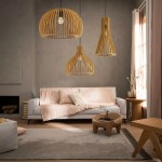 GloboStar® SCANDINAVIA 01697 Μοντέρνο Κρεμαστό Φωτιστικό Οροφής Μονόφωτο 1 x E27 Μπεζ Ξύλινο Πλέγμα Φ35 x Υ35cm