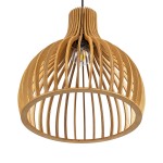 GloboStar® SCANDINAVIA 01697 Μοντέρνο Κρεμαστό Φωτιστικό Οροφής Μονόφωτο 1 x E27 Μπεζ Ξύλινο Πλέγμα Φ35 x Υ35cm
