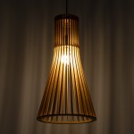 GloboStar® SCANDINAVIA 01700 Μοντέρνο Κρεμαστό Φωτιστικό Οροφής Μονόφωτο 1 x E27 Μπεζ Ξύλινο Πλέγμα Φ25 x Υ45cm