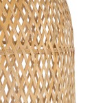GloboStar® CALERO 01710 Μοντέρνο Κρεμαστό Φωτιστικό Οροφής Μονόφωτο 1 x E27 Μπεζ Μπαμπού Καμπάνα Φ25 x Υ50cm