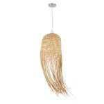 GloboStar® MANILA 01713 Μοντέρνο Κρεμαστό Φωτιστικό Οροφής Μονόφωτο 1 x E27 Μπεζ Μπαμπού Καμπάνα Φ25 x Υ60cm