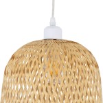 GloboStar® MANILA 01713 Μοντέρνο Κρεμαστό Φωτιστικό Οροφής Μονόφωτο 1 x E27 Μπεζ Μπαμπού Καμπάνα Φ25 x Υ60cm