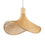 GloboStar® CUBA 01715 Vintage Κρεμαστό Φωτιστικό Οροφής Μονόφωτο 1 x E27 Μπεζ Ξύλινο Μπαμπού Φ33 x Y25cm