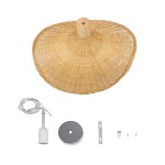 GloboStar® CUBA 01715 Vintage Κρεμαστό Φωτιστικό Οροφής Μονόφωτο 1 x E27 Μπεζ Ξύλινο Μπαμπού Φ33 x Y25cm