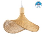 GloboStar® CUBA 01715 Vintage Κρεμαστό Φωτιστικό Οροφής Μονόφωτο 1 x E27 Μπεζ Ξύλινο Μπαμπού Φ33 x Y25cm