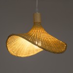 GloboStar® CUBA 01715 Vintage Κρεμαστό Φωτιστικό Οροφής Μονόφωτο 1 x E27 Μπεζ Ξύλινο Μπαμπού Φ33 x Y25cm