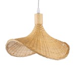 GloboStar® CUBA 01715 Vintage Κρεμαστό Φωτιστικό Οροφής Μονόφωτο 1 x E27 Μπεζ Ξύλινο Μπαμπού Φ33 x Y25cm